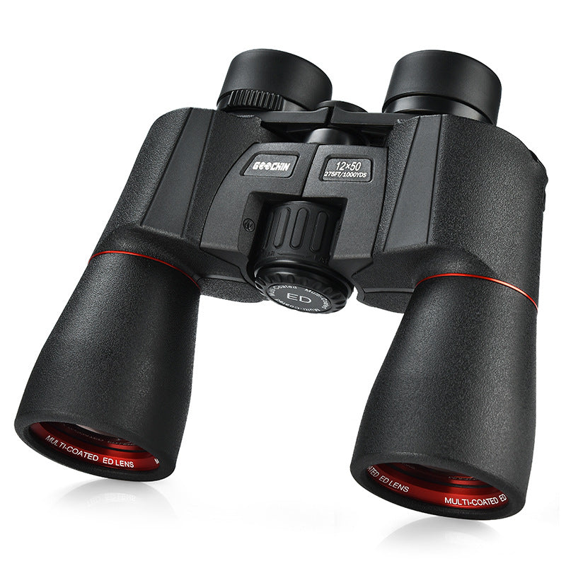 GOOCHIN 12x50 Binoculars, Adult Binoculars With Carrying Strap, Case, ED Eyecups, BAK4 FMC, Binoculars, Suitable for Spectacle Wearers, Travel, Hunting, Birdwatching